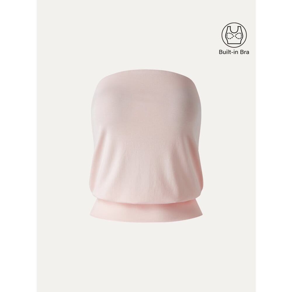 NWT OGL Off White Cream Lyocell Bandeau Banded Hem Built In Brami Bra Top S $45 - Picture 7 of 7